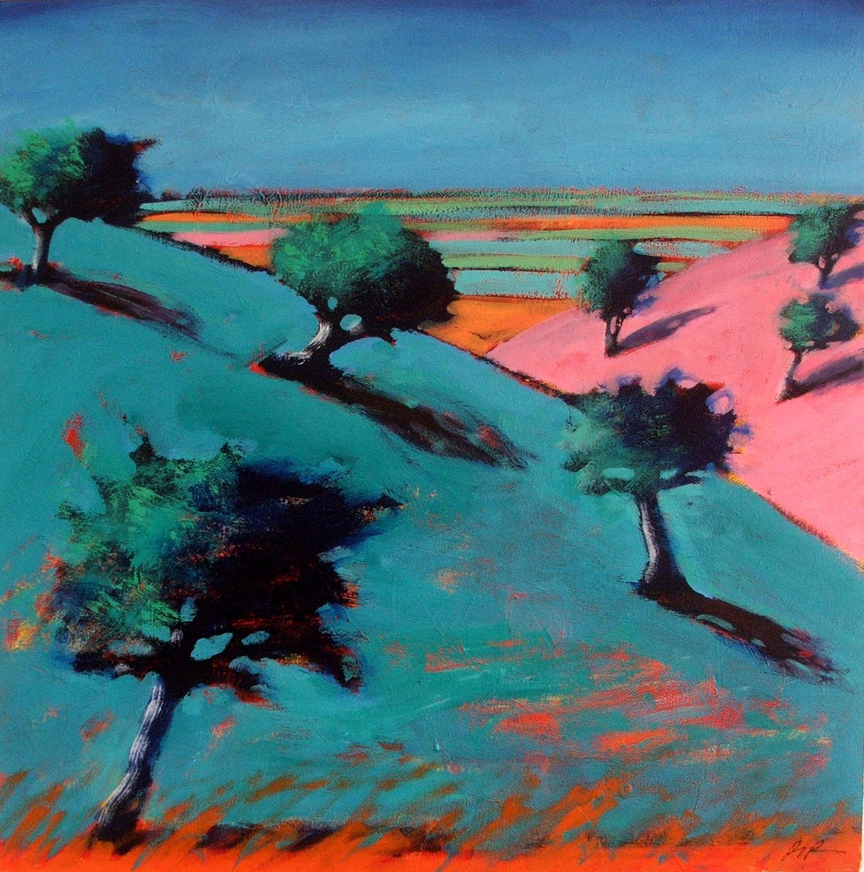 Valley (akryl på tavla) av Paul Powis