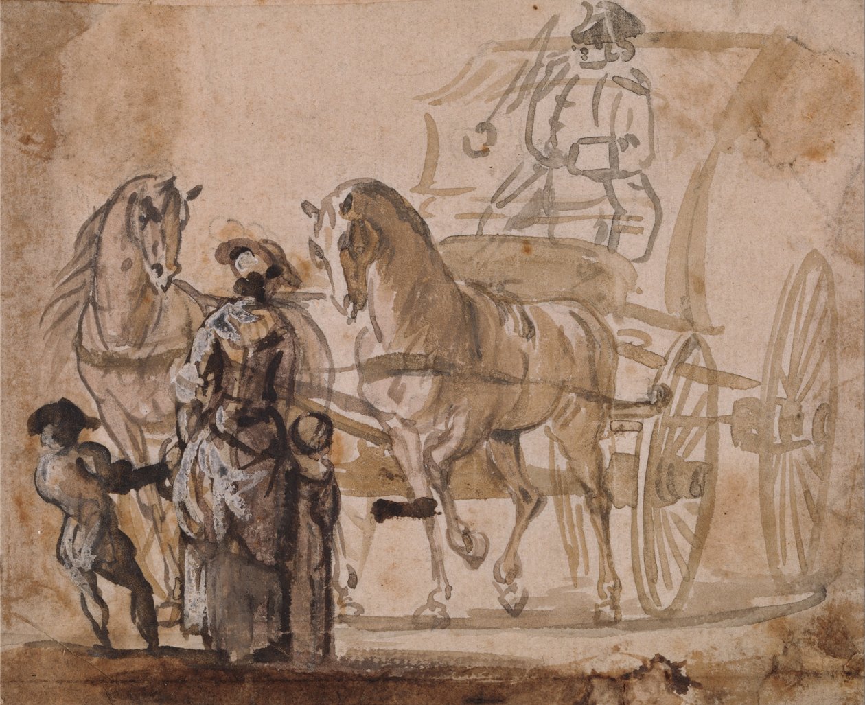 A Carriage and Pair, with Coachman av Paul Sandby