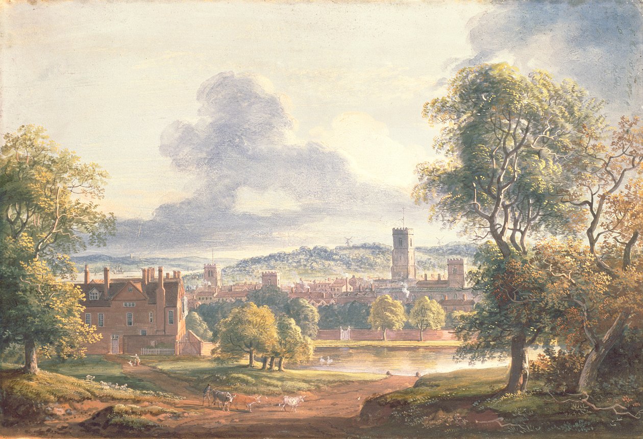 En vy över Ipswich (wc, gouache på papper) av Paul Sandby