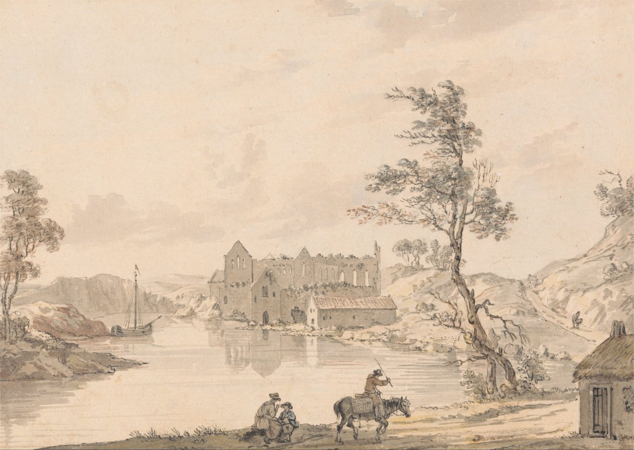 Askeaton Abbey near Limerick, Ireland on the River Deel av Paul Sandby