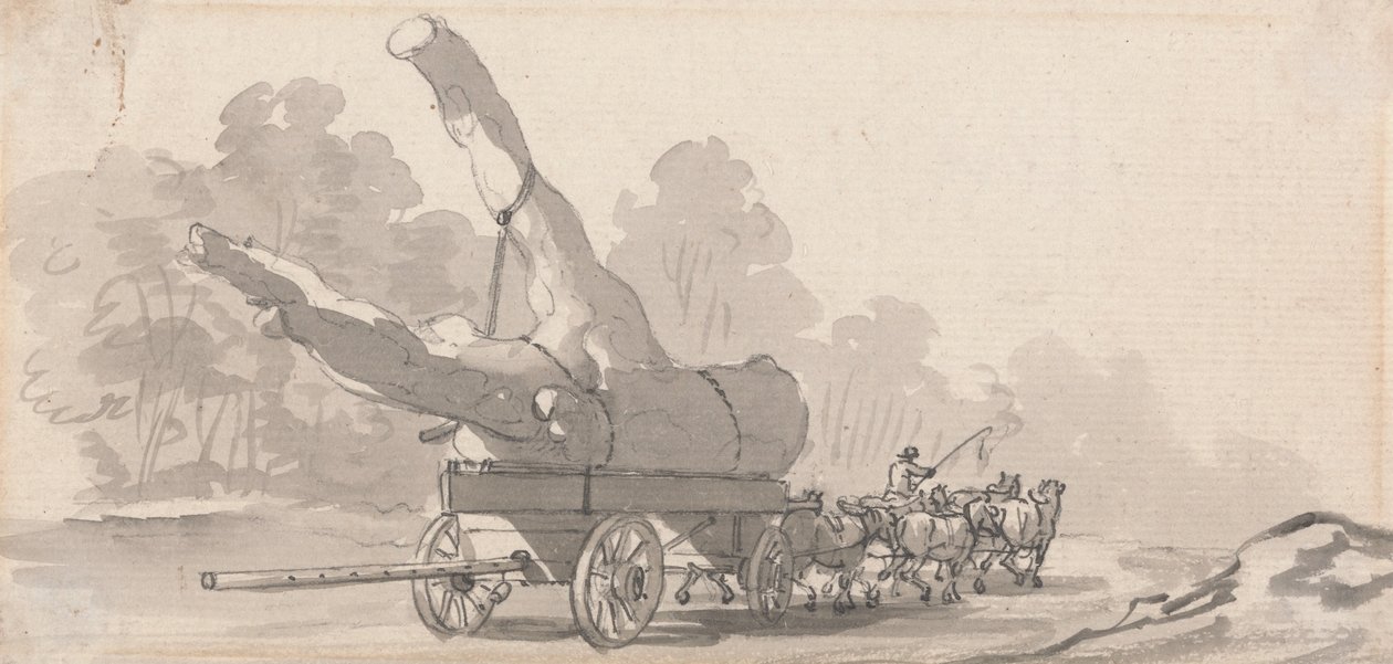 Cart Bearing a Large Tree Trunk av Paul Sandby