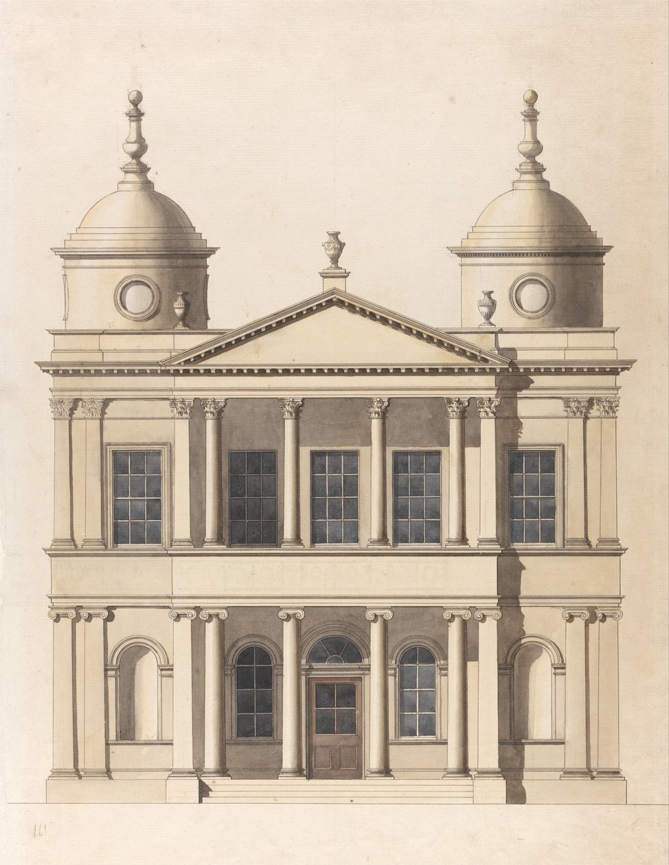 Design for a Church. Elevation of West Front av Paul Sandby