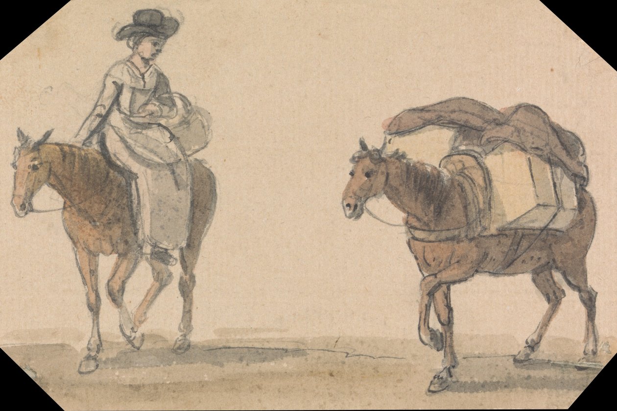 Girl with Packhorse av Paul Sandby