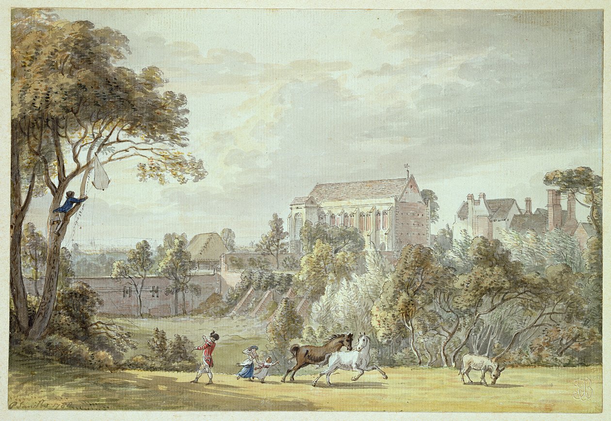 King Johns Palace, Eltham - Retrieving a Kite, 1788 (penna & bläck och wc) av Paul Sandby
