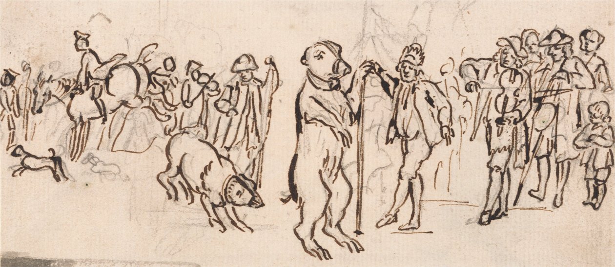 Musicians and a Performing Bear av Paul Sandby