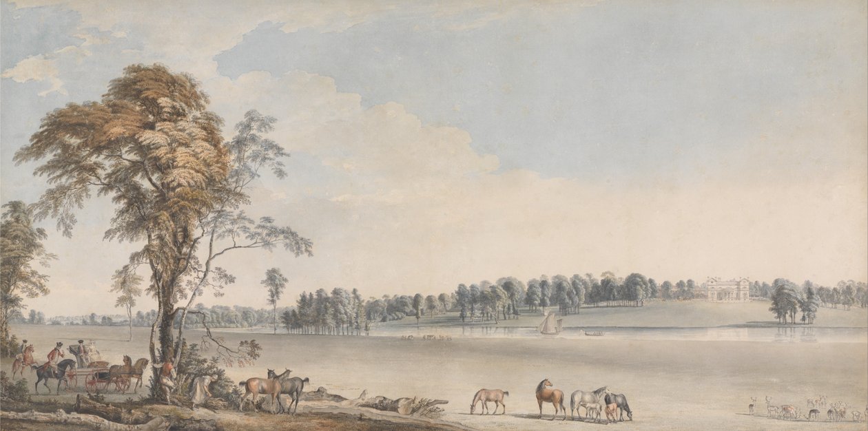 North West View of Wakefield Lodge in Whittlebury Forest, Northamptonshire av Paul Sandby