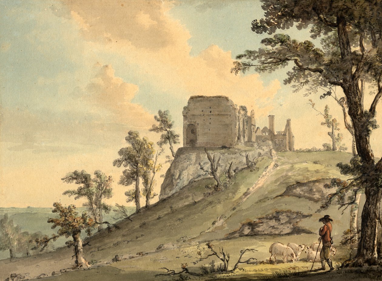 Penllyn Castle (penna och akvarell på papper (på kort)) av Paul Sandby