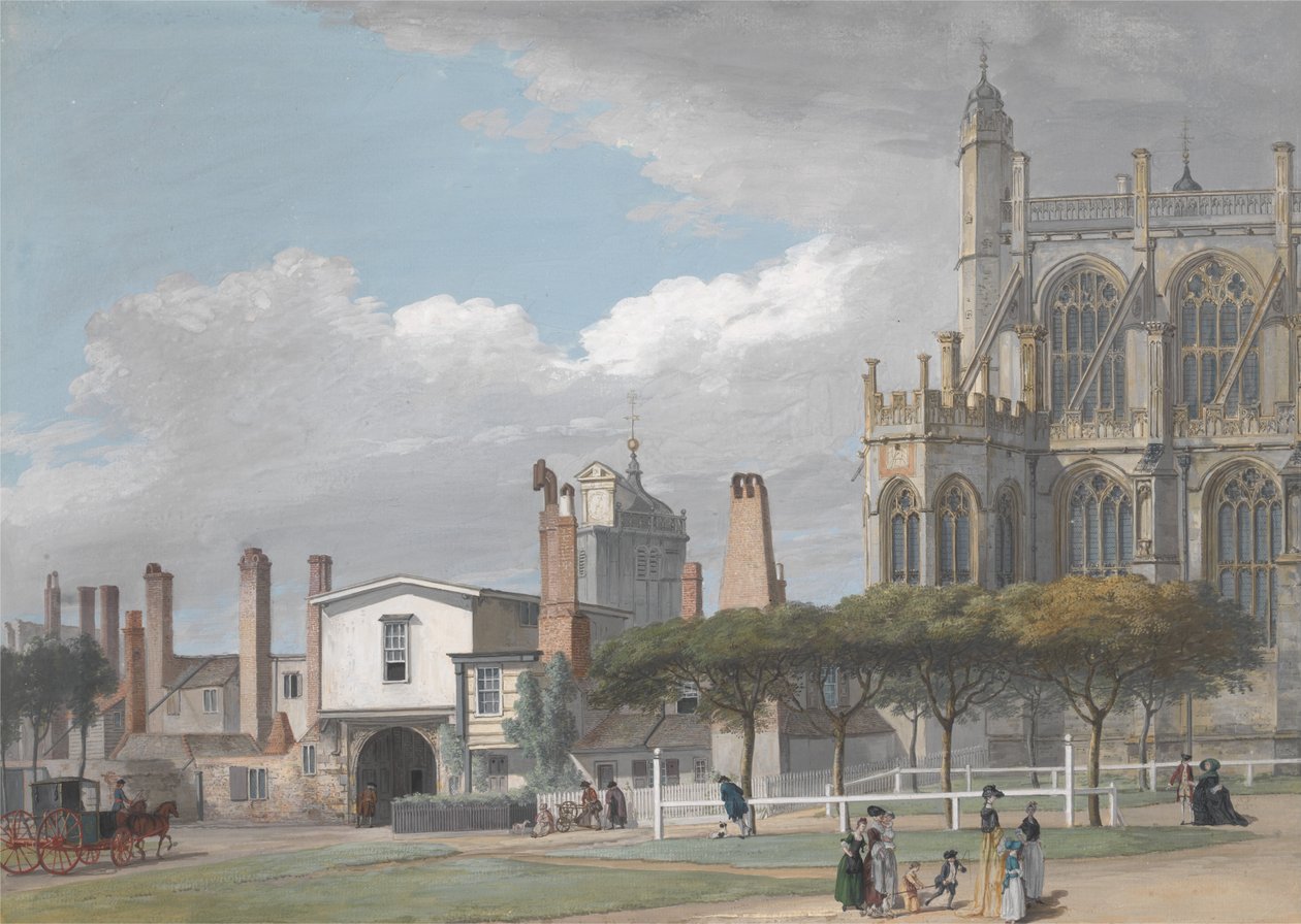 St. Georges Chapel, Windsor, and the Entrance to the Singing Mens Cloister av Paul Sandby