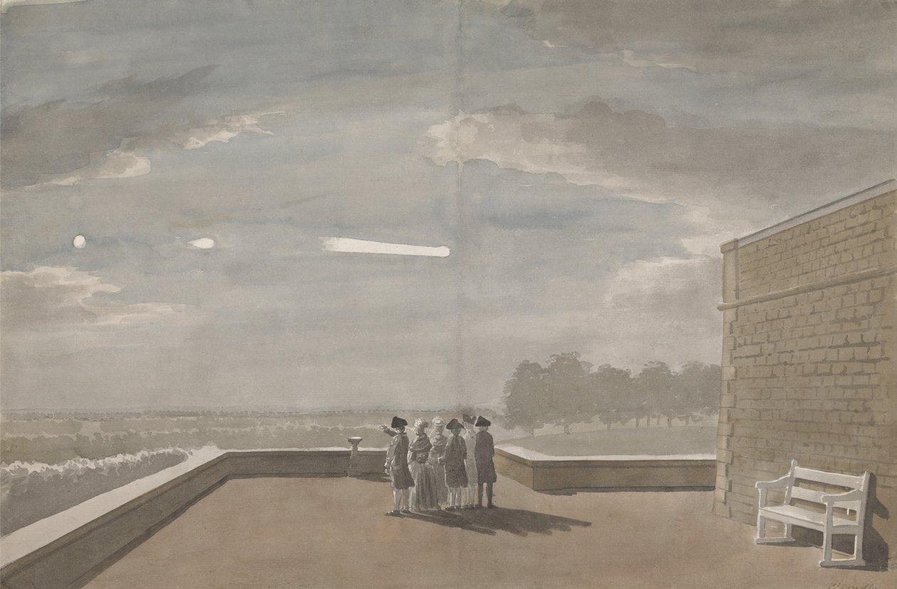 The Meteor of August 18, 1783, as seen from the East Angle of the North Terrace, Windsor Castle  av Paul Sandby