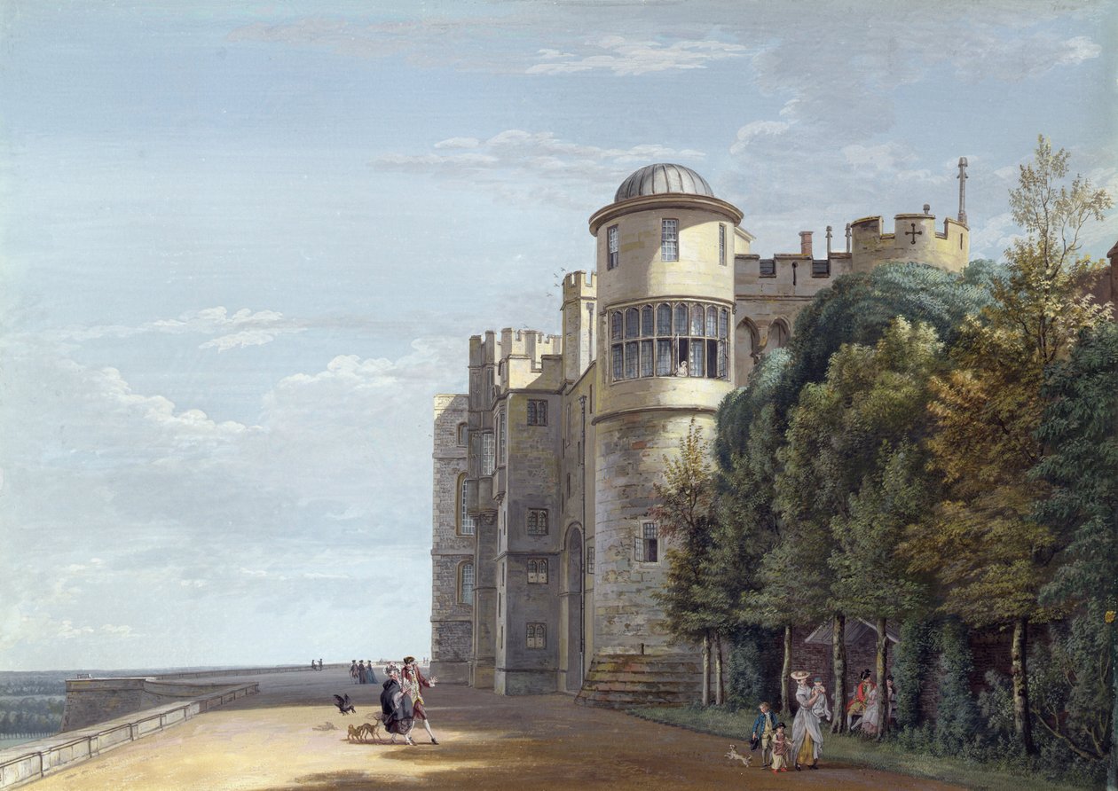 The North Terrace, Windsor Castle, med blick österut av Paul Sandby