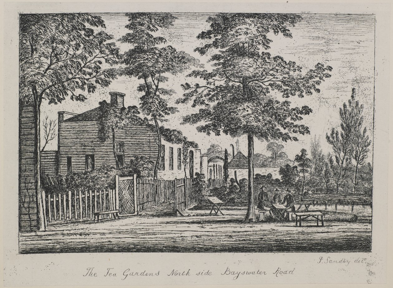 Tea Gardens, norra sidan Bayswater Road, ca 1780 av Paul Sandby