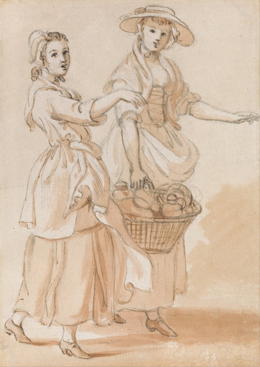 Two Girls Carrying a Basket av Paul Sandby