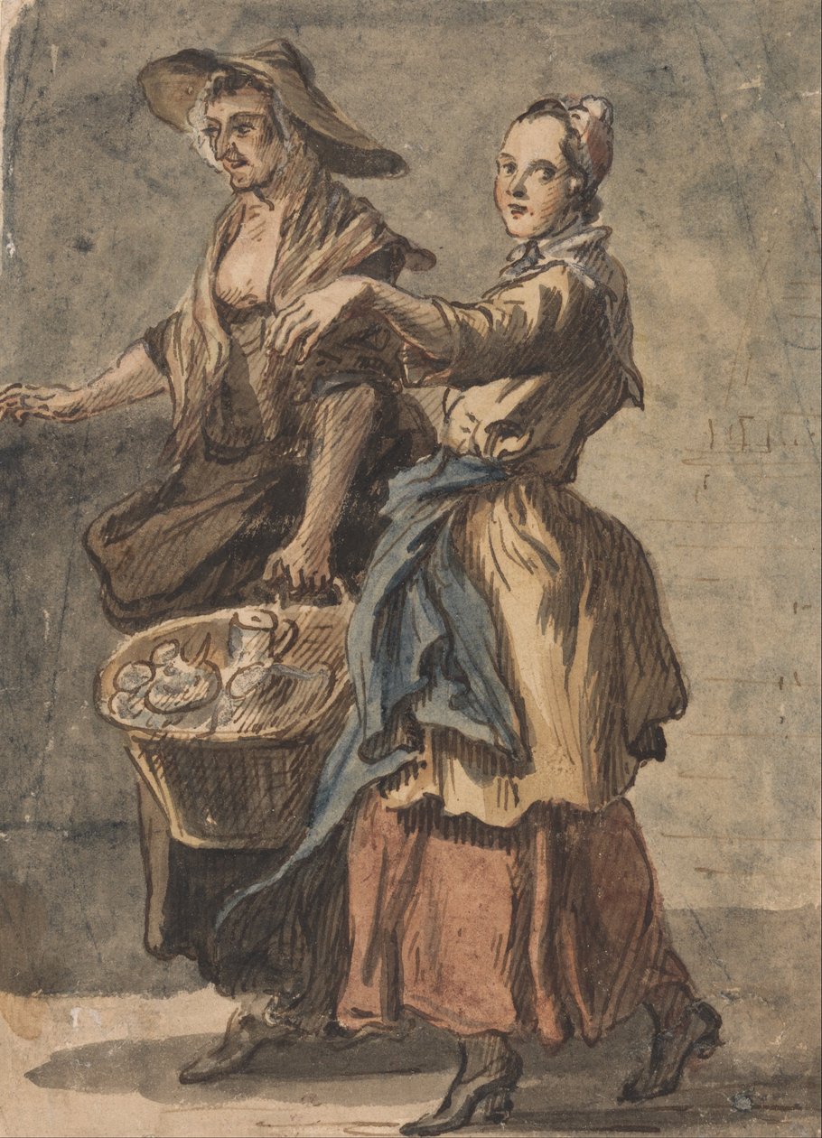 Two Women holding a Basket av Paul Sandby