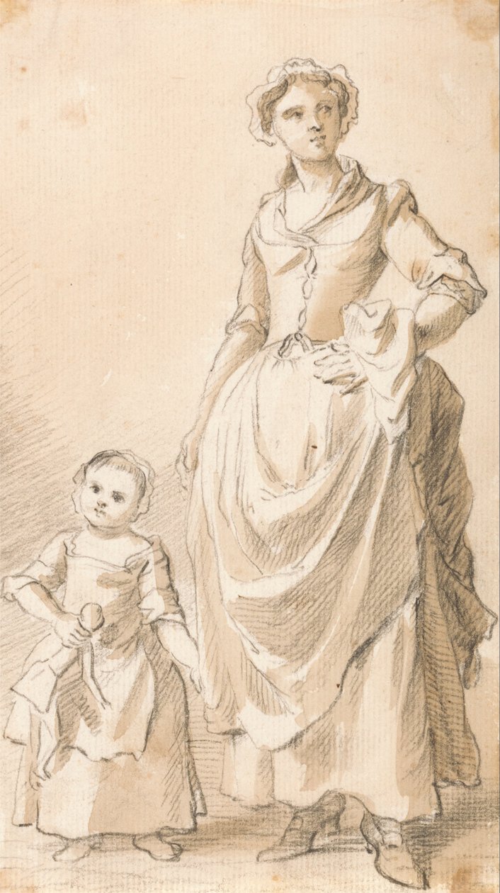 Woman and Child Holding a Doll av Paul Sandby