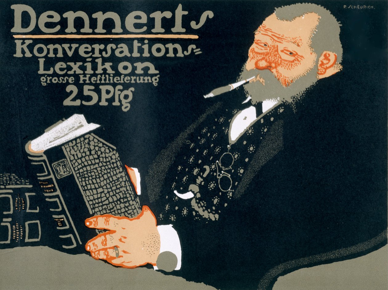 Reklam för Dennerts "Konversations-Lexikon", 1927 av Paul Scheurich
