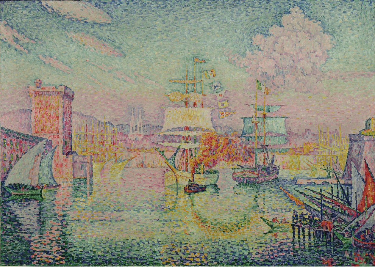 Ingången till hamnen i Marseille, 1918 av Paul Signac