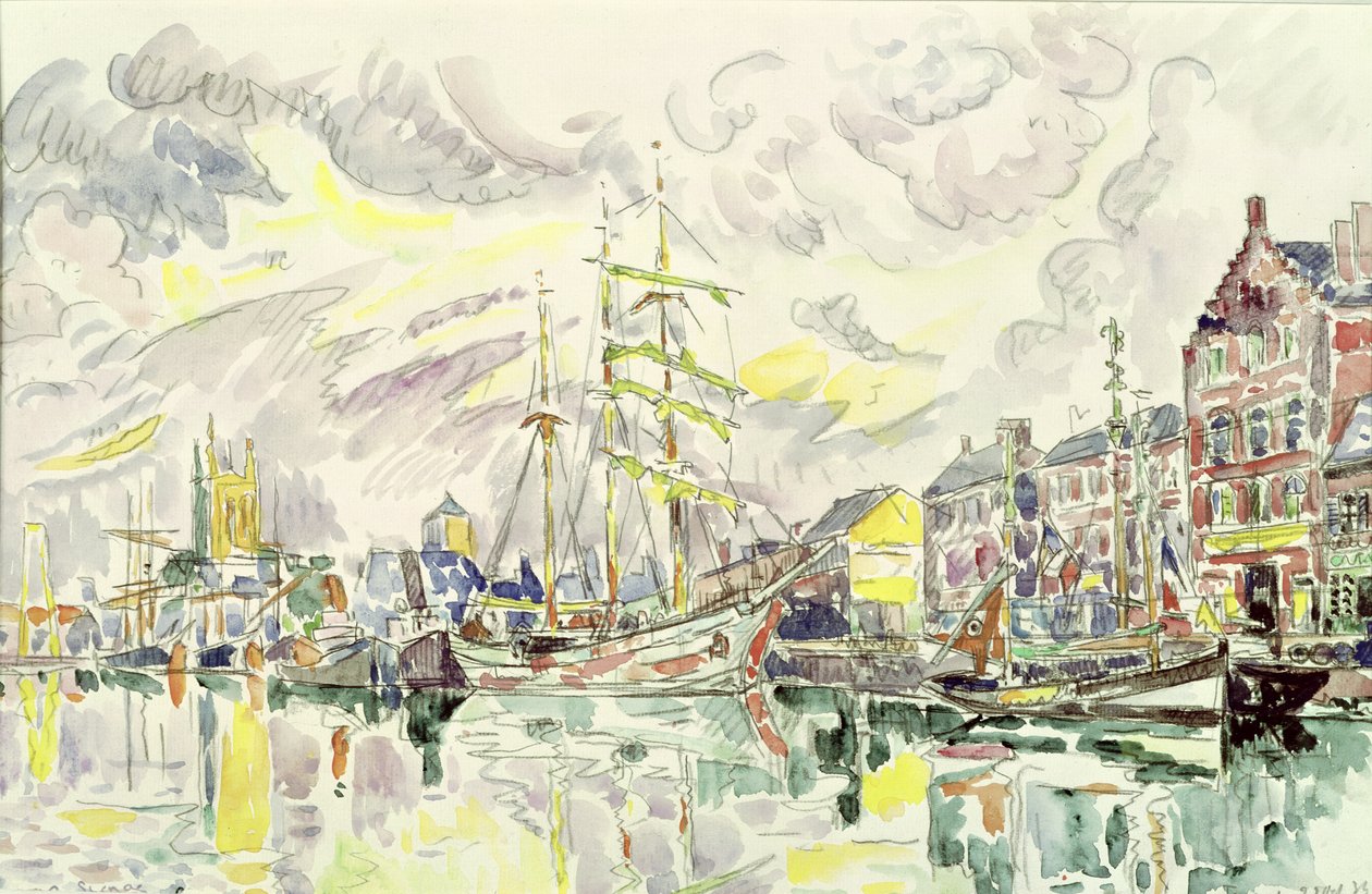 Fecamp, 1934 (penna och wc på papper) av Paul Signac