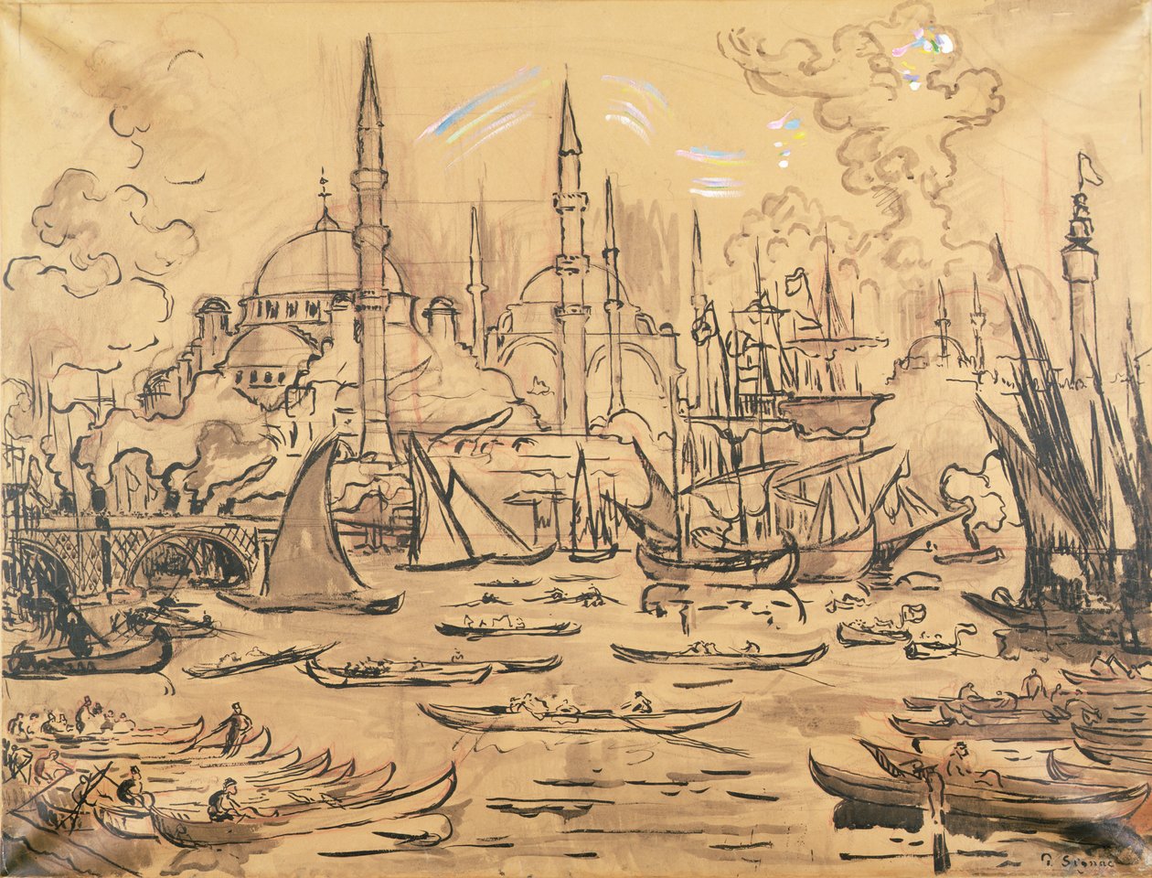 Hagia Sofia, Istanbul (wc på papper) av Paul Signac