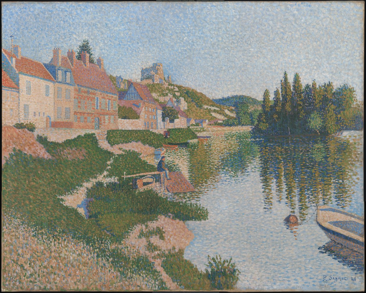 La berge ; Les Andelys av Paul Signac