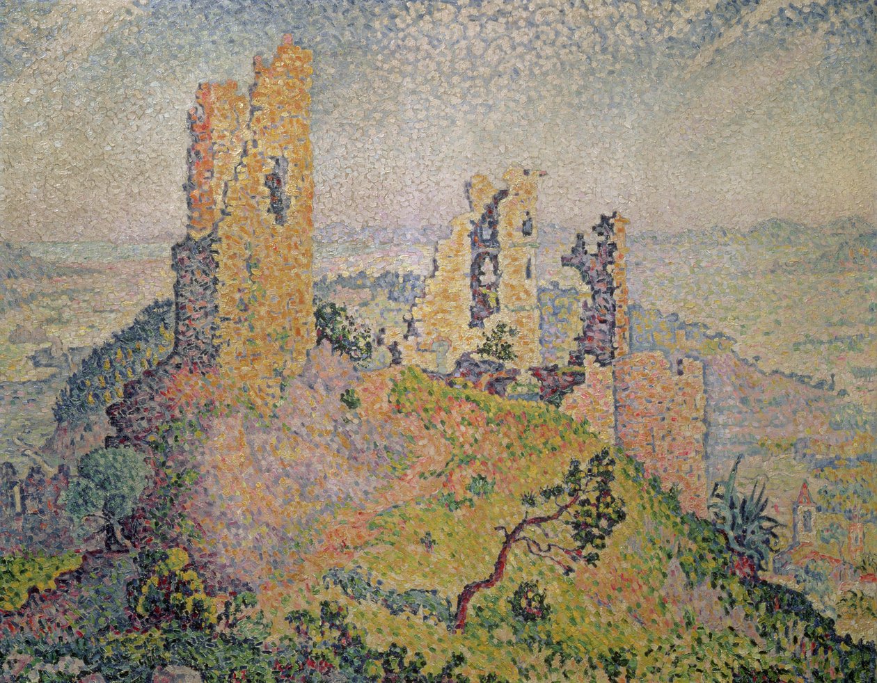 Landskap med ett slottsruin av Paul Signac