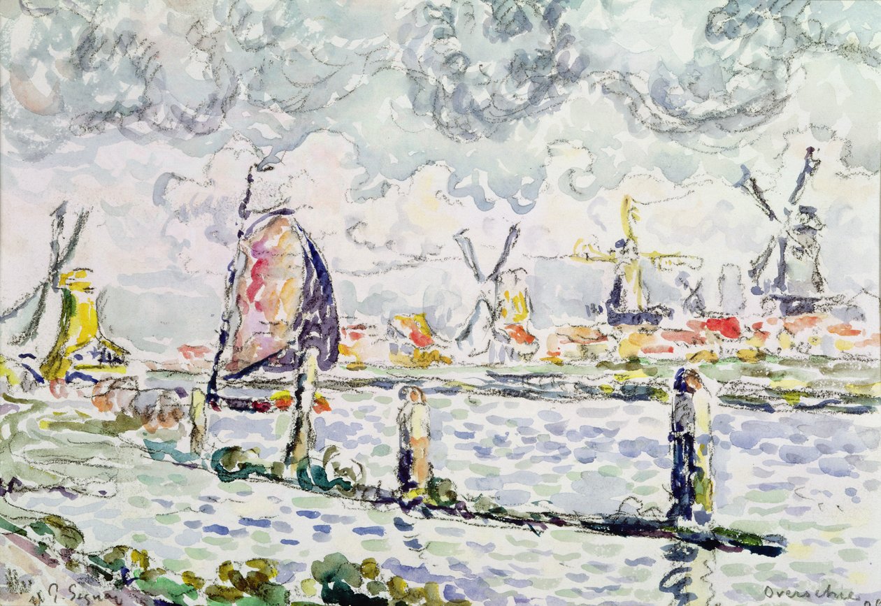 Overschie, 1906 (penna och toalett på papper) av Paul Signac