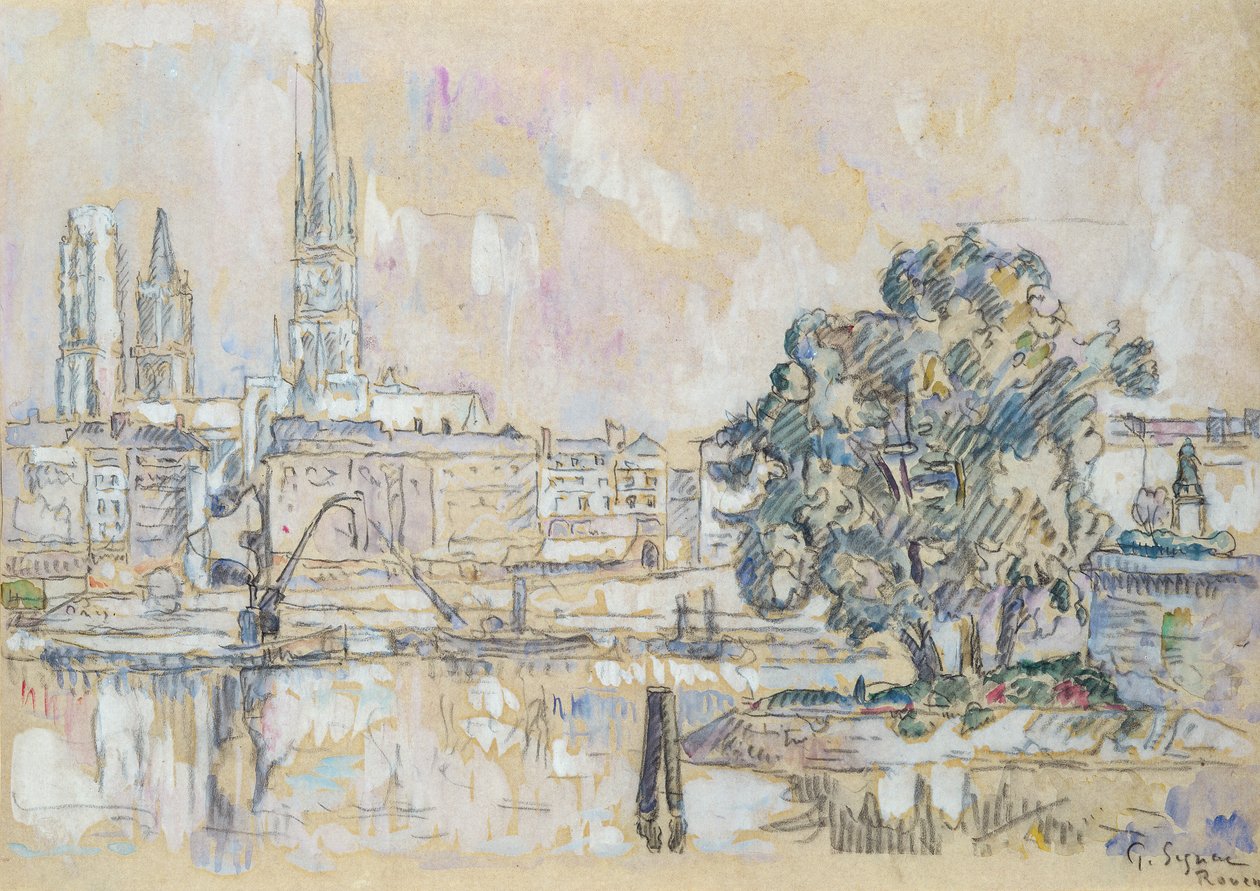 Rouen-katedralen (kol och wc på papper) av Paul Signac