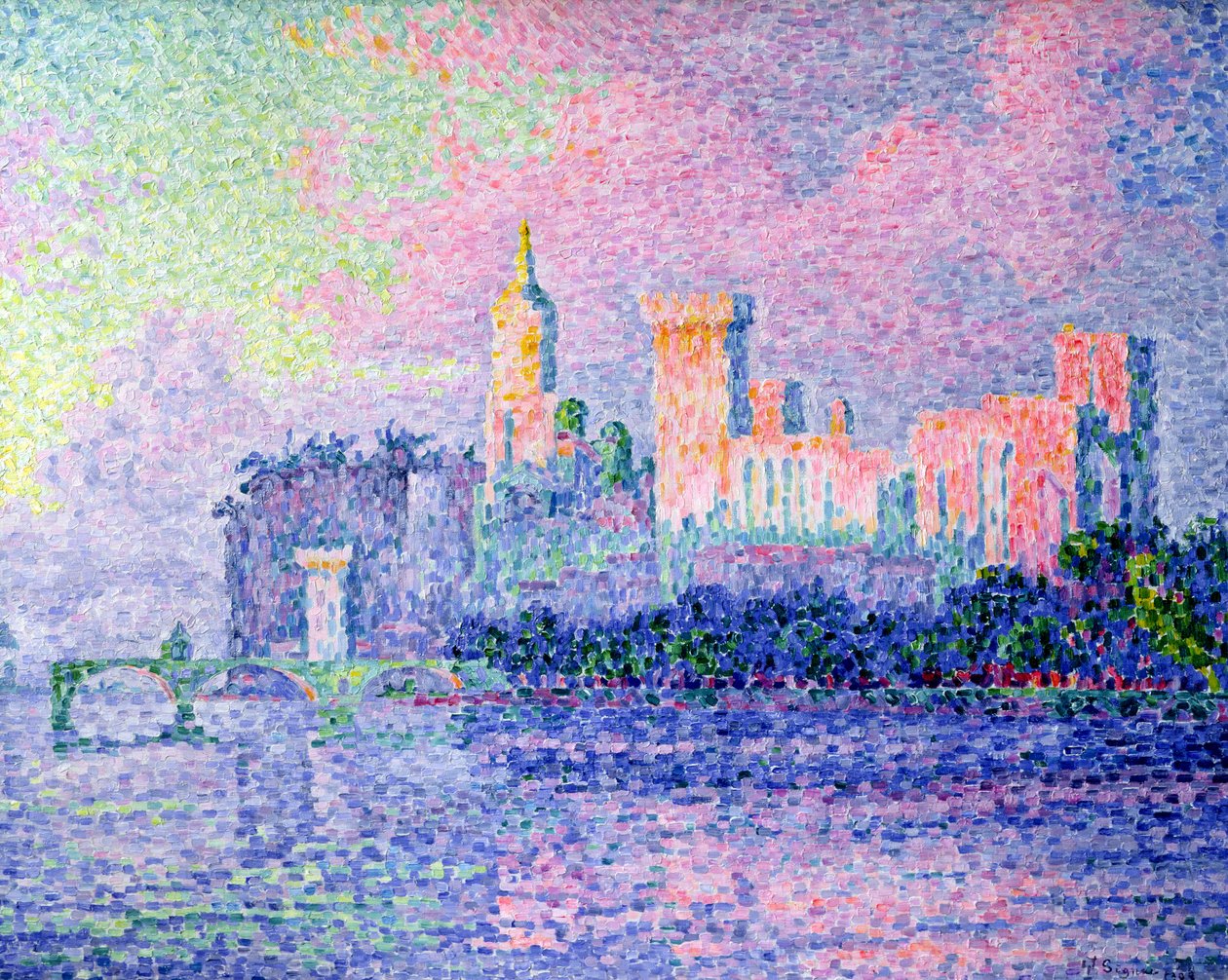 Chateau des Papes, Avignon, 1900 av Paul Signac