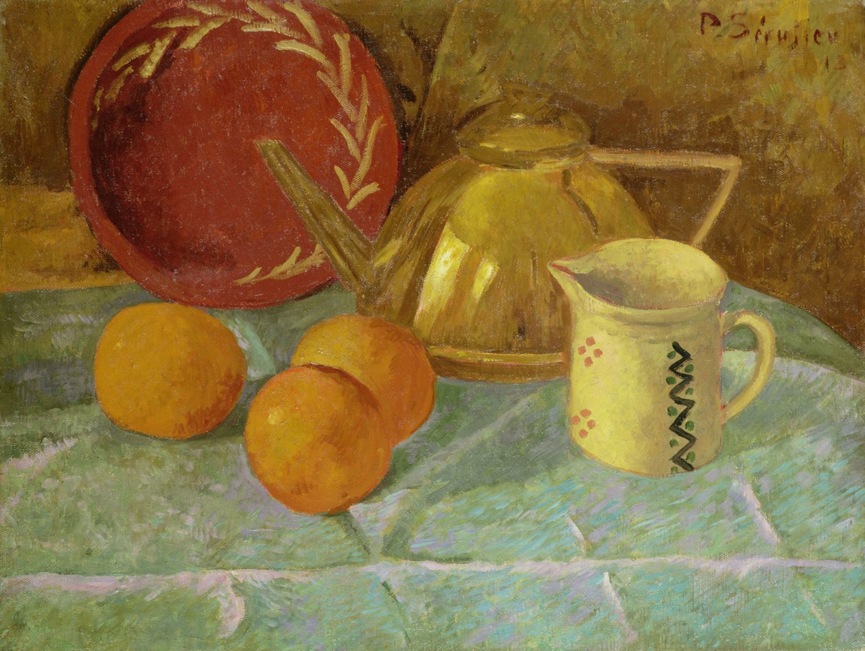 Stilleben med frukt och en kanna eller synkronisering i gult, 1913 av Paul Sérusier