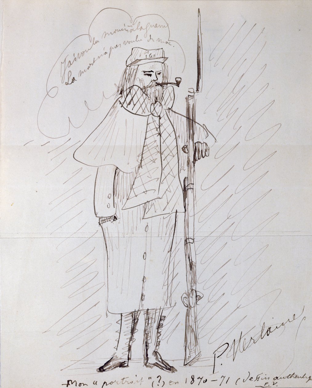 Självporträtt som soldat, 1870-71 (penna och bläck på papper) av Paul Verlaine