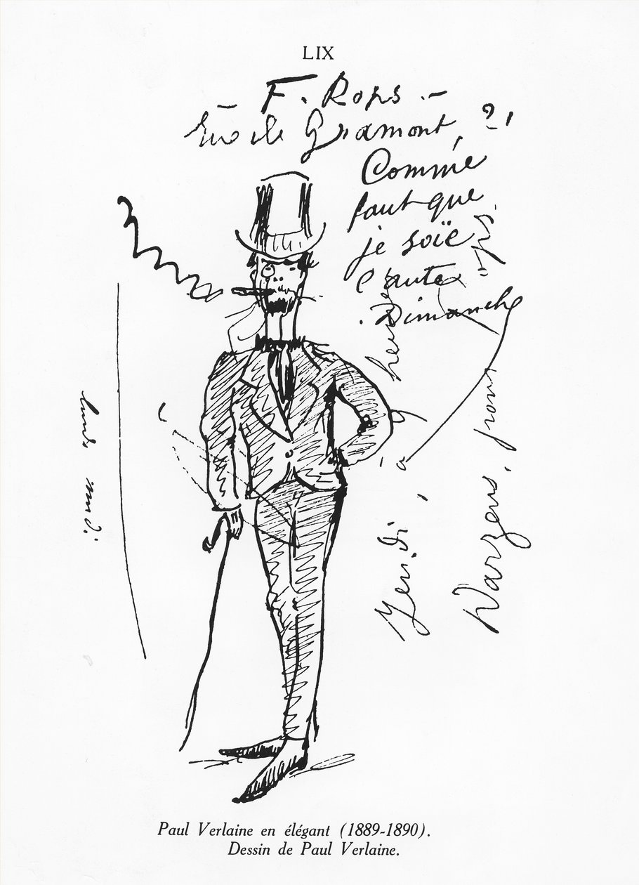 Självporträtt av Paul Verlaine, elegant, 1889-90 av Paul Verlaine