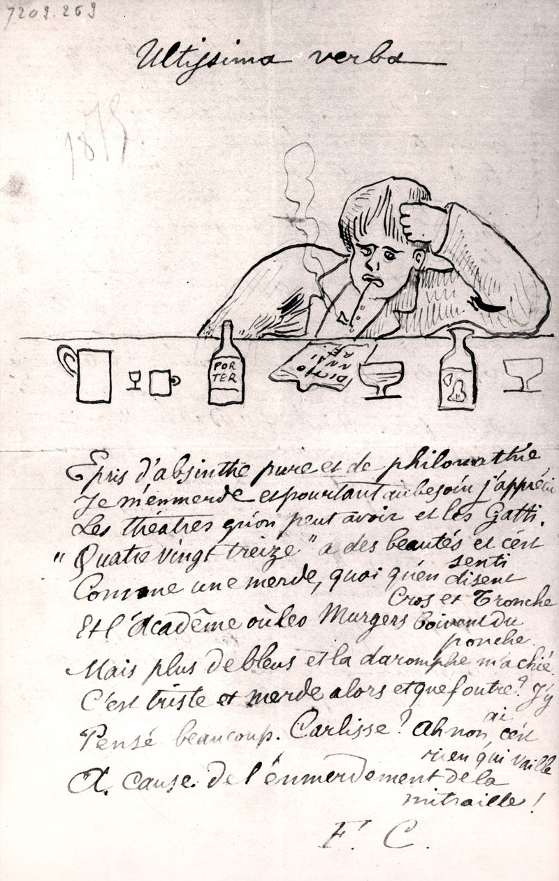"Ultissima verba", teckning av Arthur Rimbaud, 1875 av Paul Verlaine