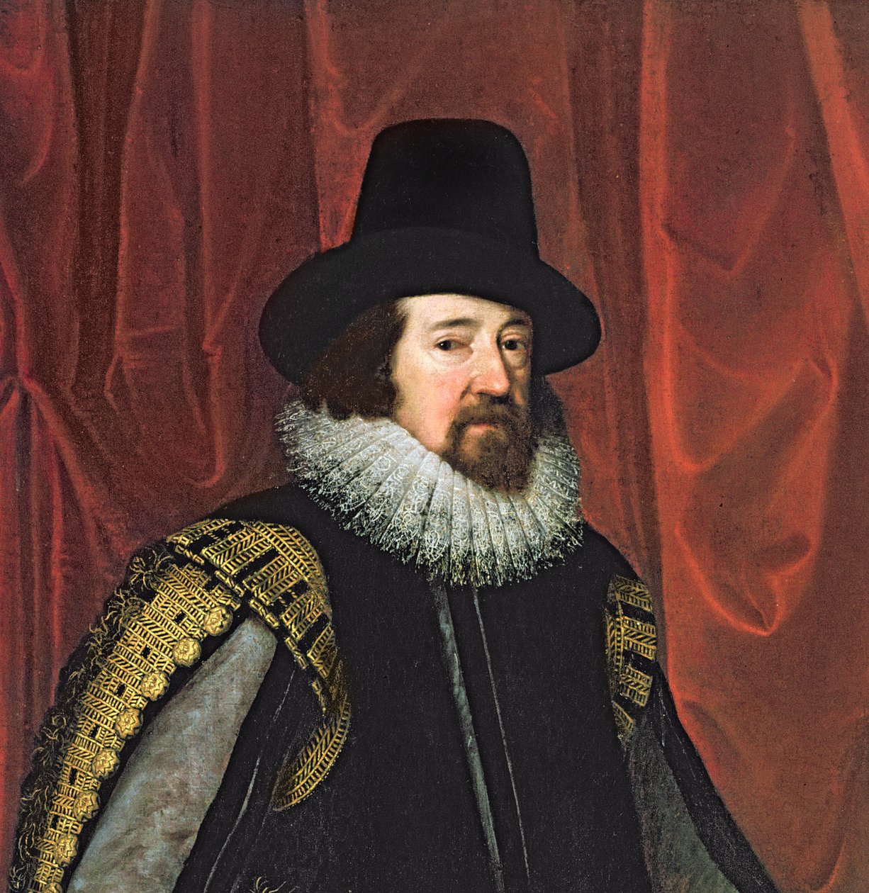Sir Francis Bacon 1561-1626 Baron Verulam av Verulam, Viscount St. Albans olja på duk detalj av 242134 av Paul van Somer