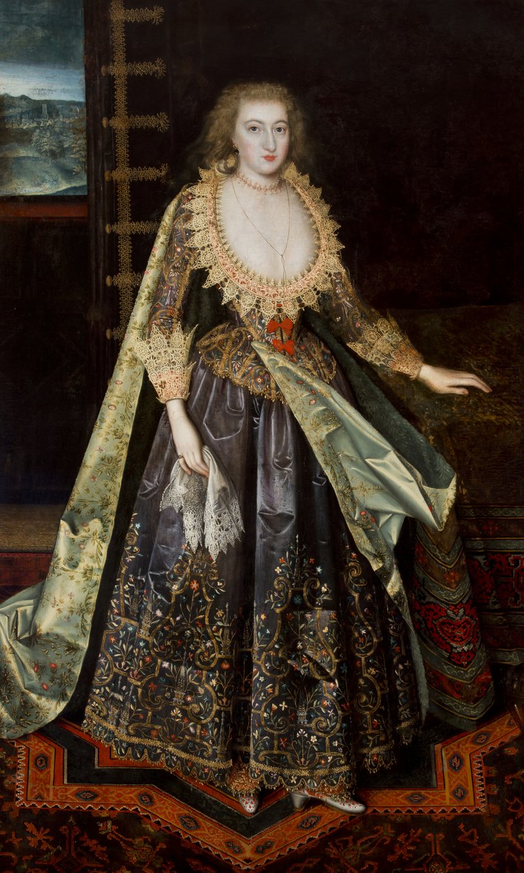Dam som heter Margaret Stuart, grevinna av Nottingham, ca 1620 av Paul van attr.to Somer