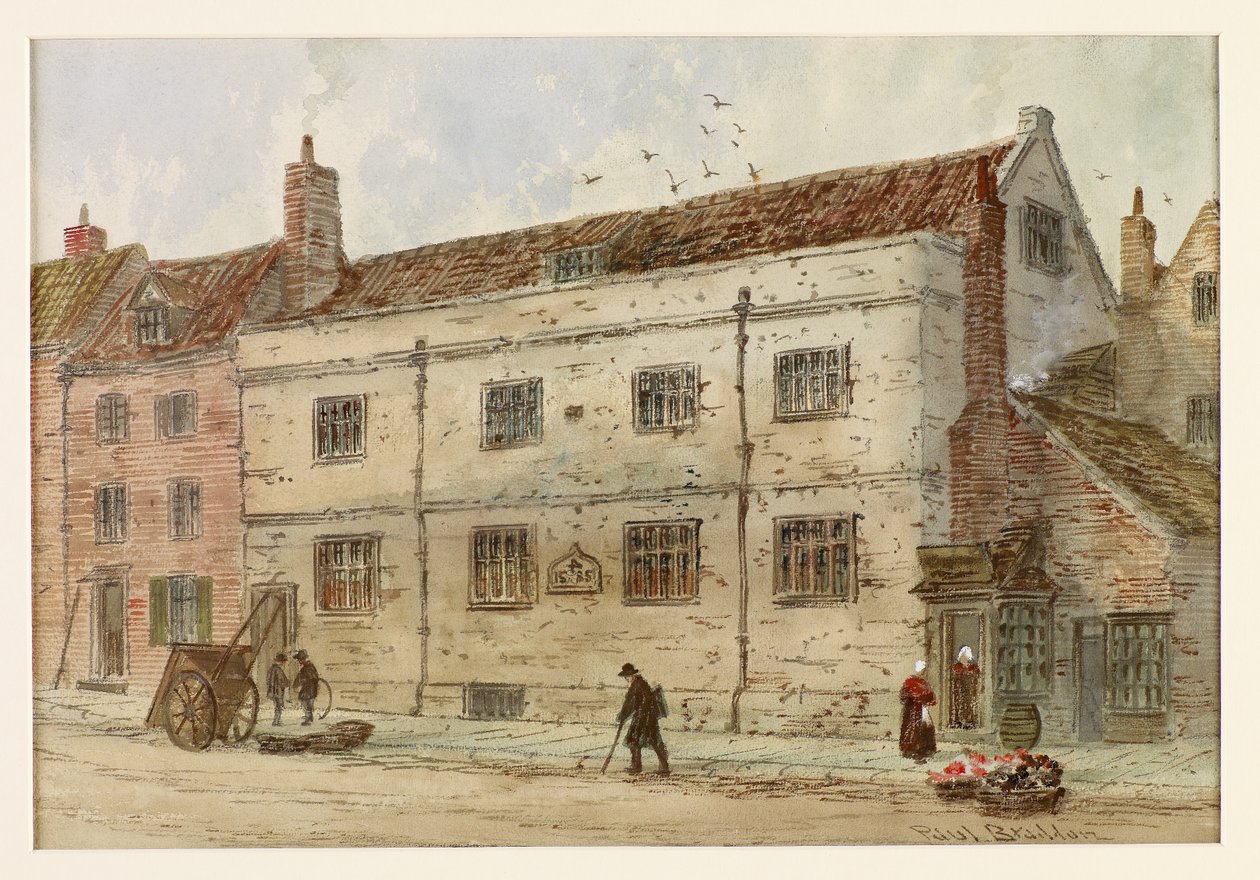 Old Grammar School, sent 1800-tal till tidigt 1900-tal (akvarell och blyerts) av Paul (1866 1938) Braddon