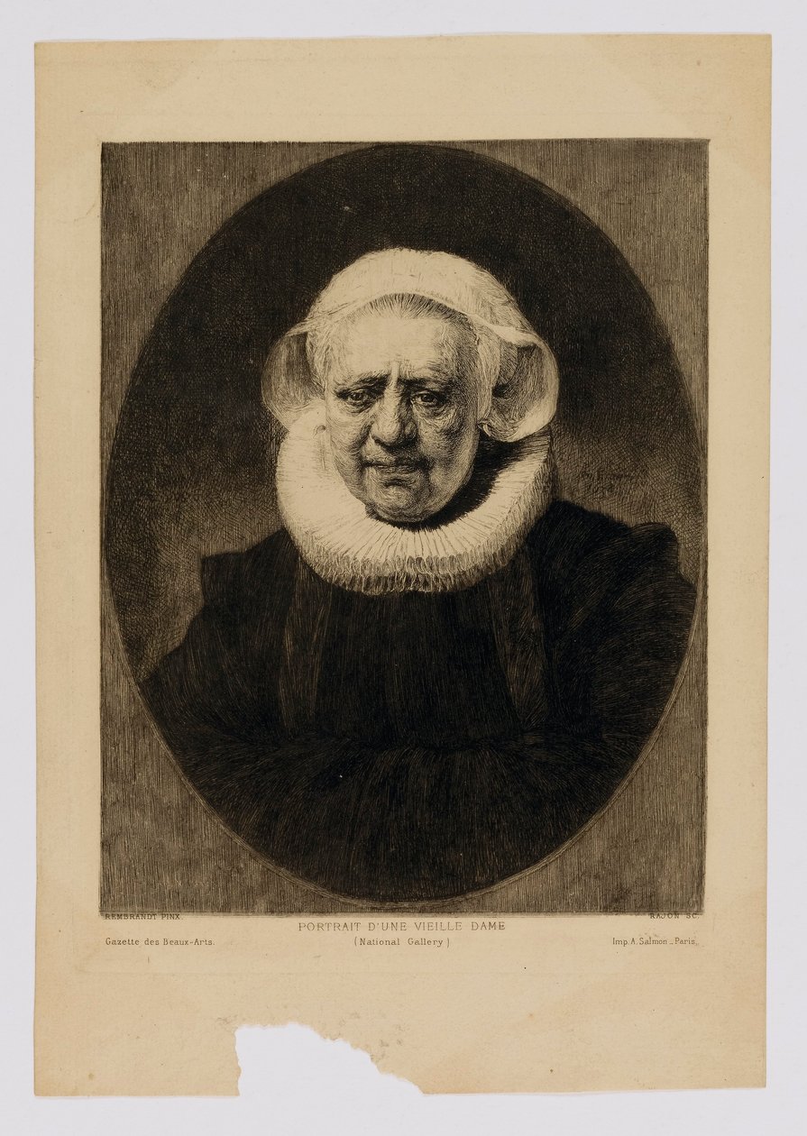 Porträtt av en gammal dam av Paul Adolphe Rajon