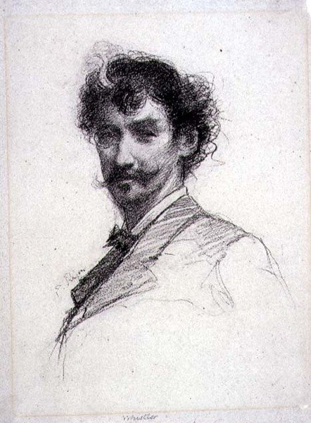 Porträtt av James Abbott McNeill Whistler (1834-1903) (fotogravyr) av Paul Adolphe Rajon