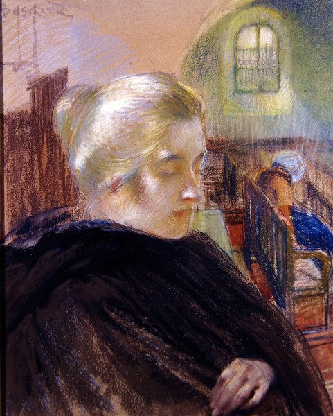 Porträtt av Madame Besnard (pastell på papper) av Paul Albert (attr. to) Besnard