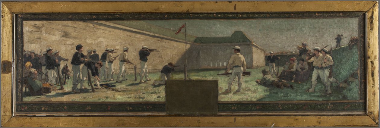 Skiss till stadshuset i Arcueil-Cachan: Le Tir, år 1888 (olja på duk) av Paul Albert Baudouin