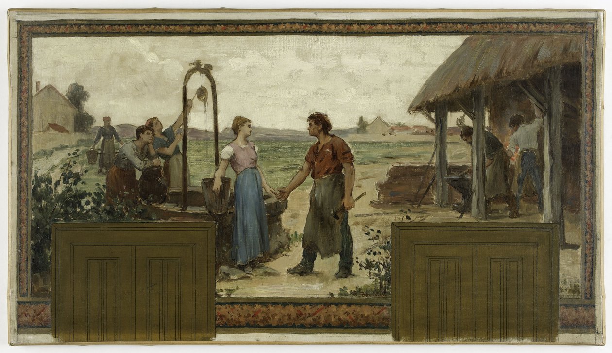 Skiss till stadshuset i Saint-Maur-des-Fossés: Les fiançailles, 1883 (olja på duk) av Paul Albert Baudouin