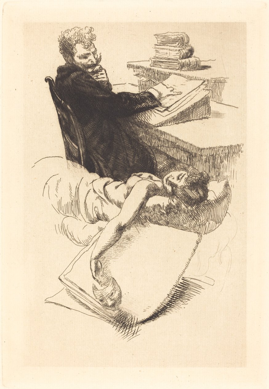 Frontispice för The Clemenceau Affair, 1905. av Paul Albert Besnard