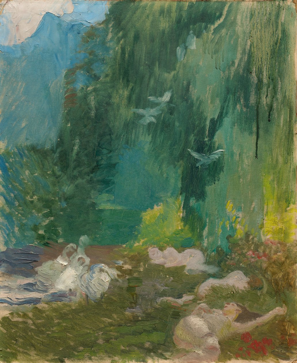 The Siesta, ca 1890-1920 (olja på pannå) av Paul Albert Besnard
