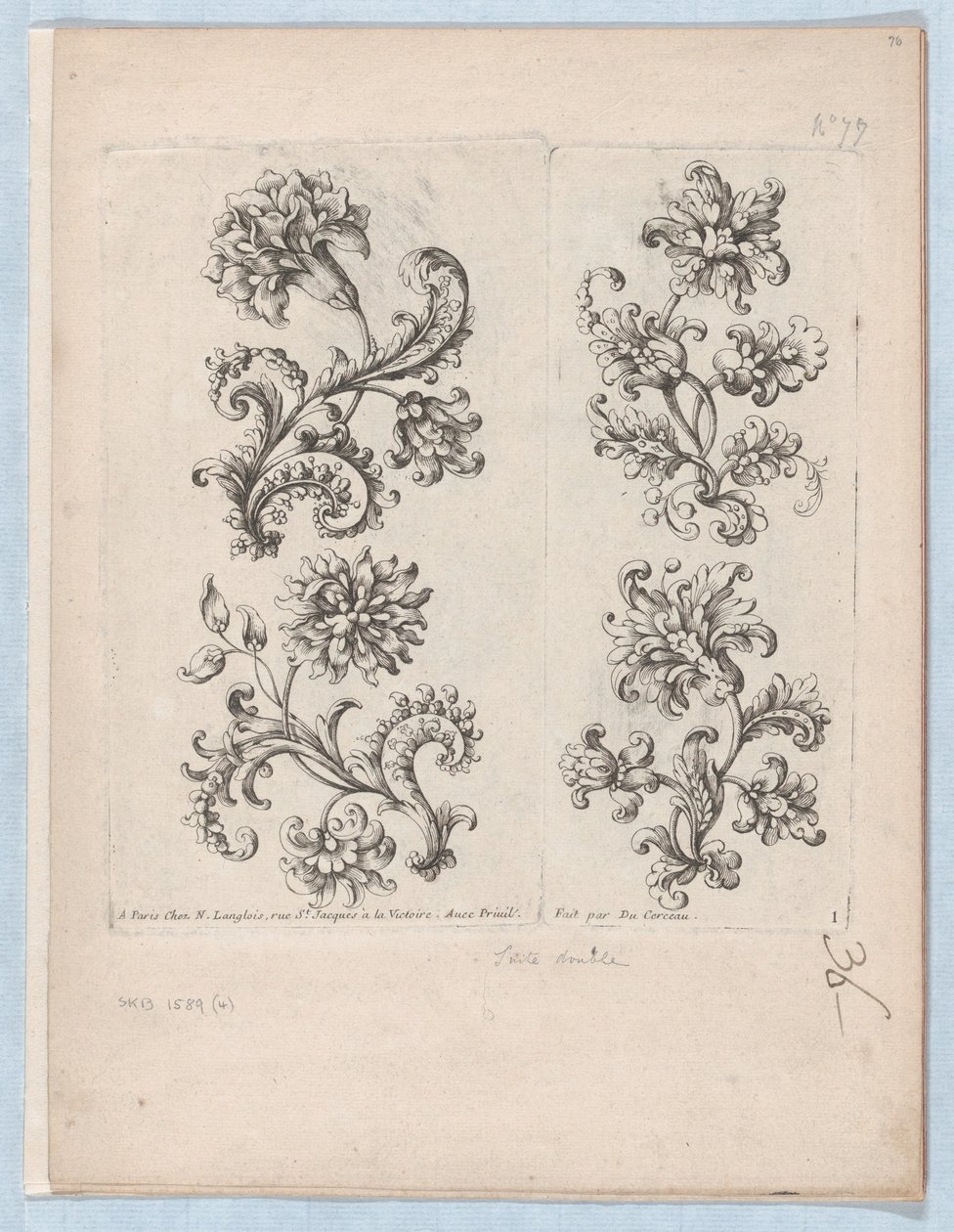Serie av små blomstermotiv, tavla 1, ca. 1670-85., ca. 1670-85. av Paul Androuet Du Cerceau