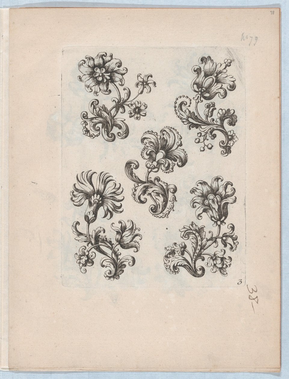 Serie av små blomstermotiv, tavla 3, ca. 1670-85., ca. 1670-85. av Paul Androuet Du Cerceau