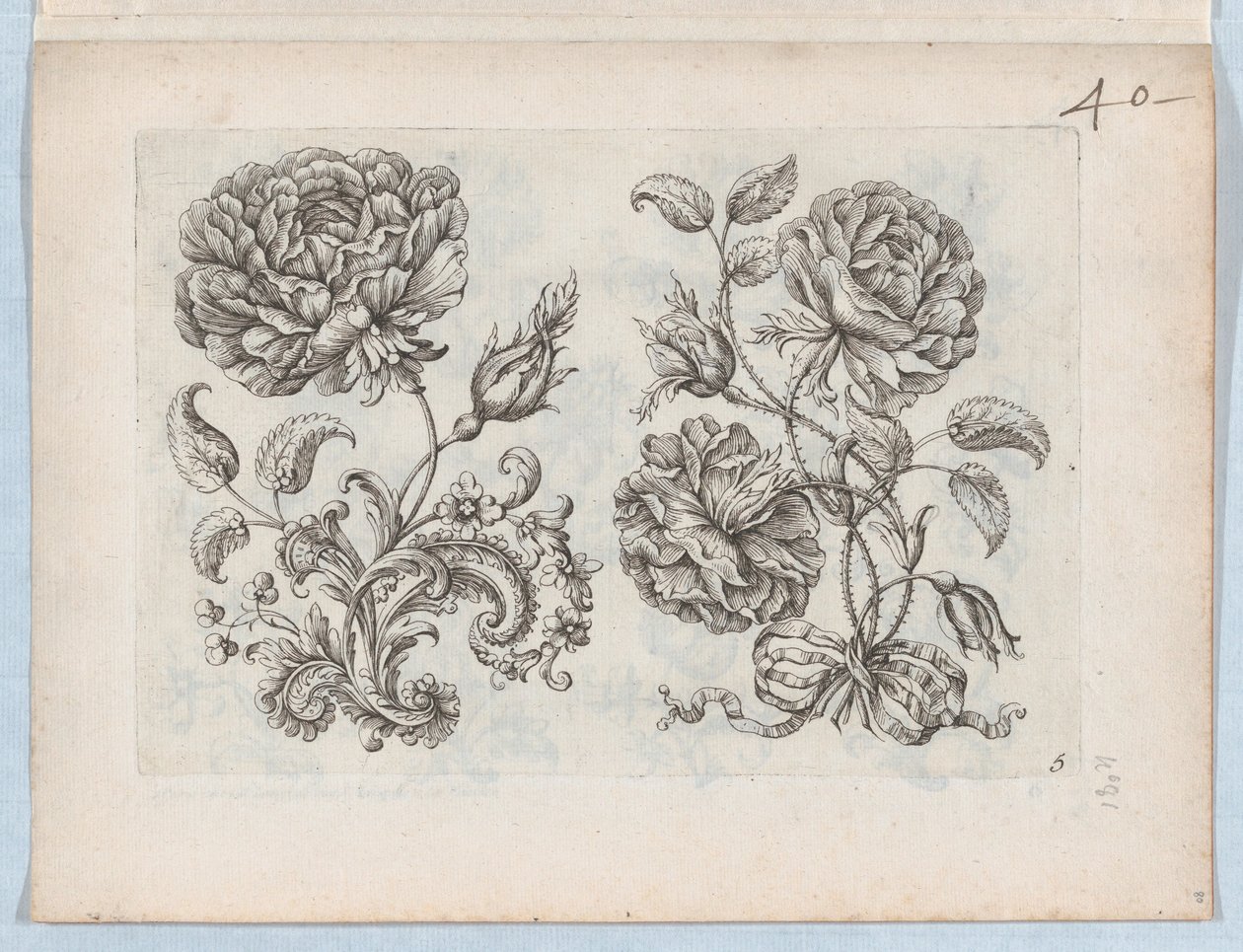 Serie av små blomstermotiv, tavla 5, ca. 1670-85., ca. 1670-85. av Paul Androuet Du Cerceau