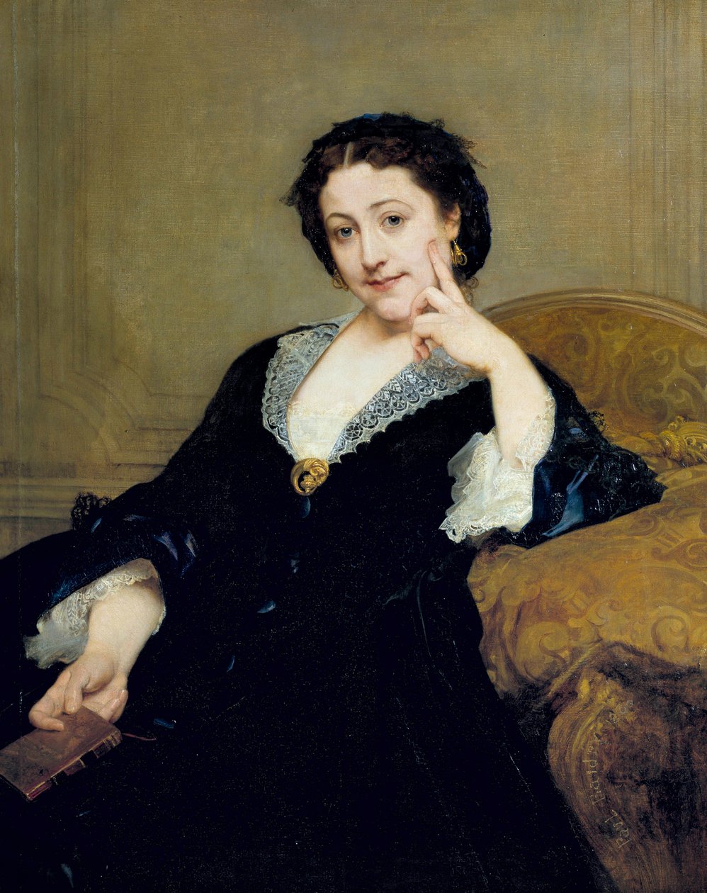 Porträtt av Madeleine Brohan (1833-1900) från Comedie Francaise-målningen av Paul Baudry (1828-1885) 1860 Sön. 1,06 x 0,84 m Paris, musee d