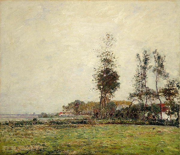 Holland, landskap med träd och hus av Paul Baum