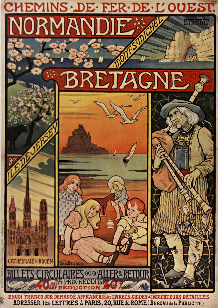 Västra järnvägarna. Normandie, Bretagne, 1900. av Paul Berthon