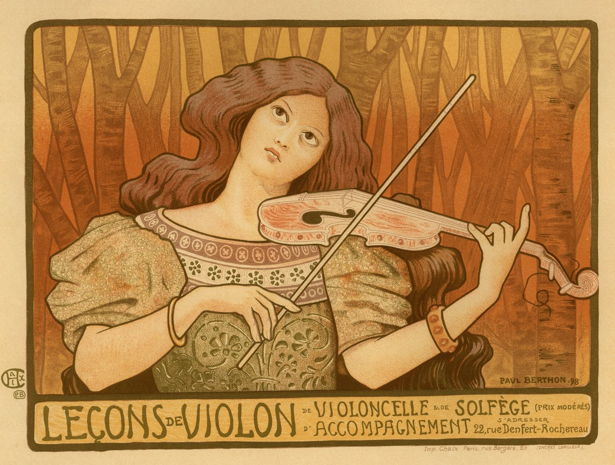 Affisch för fiollektioner, 1898 av Paul Berthon