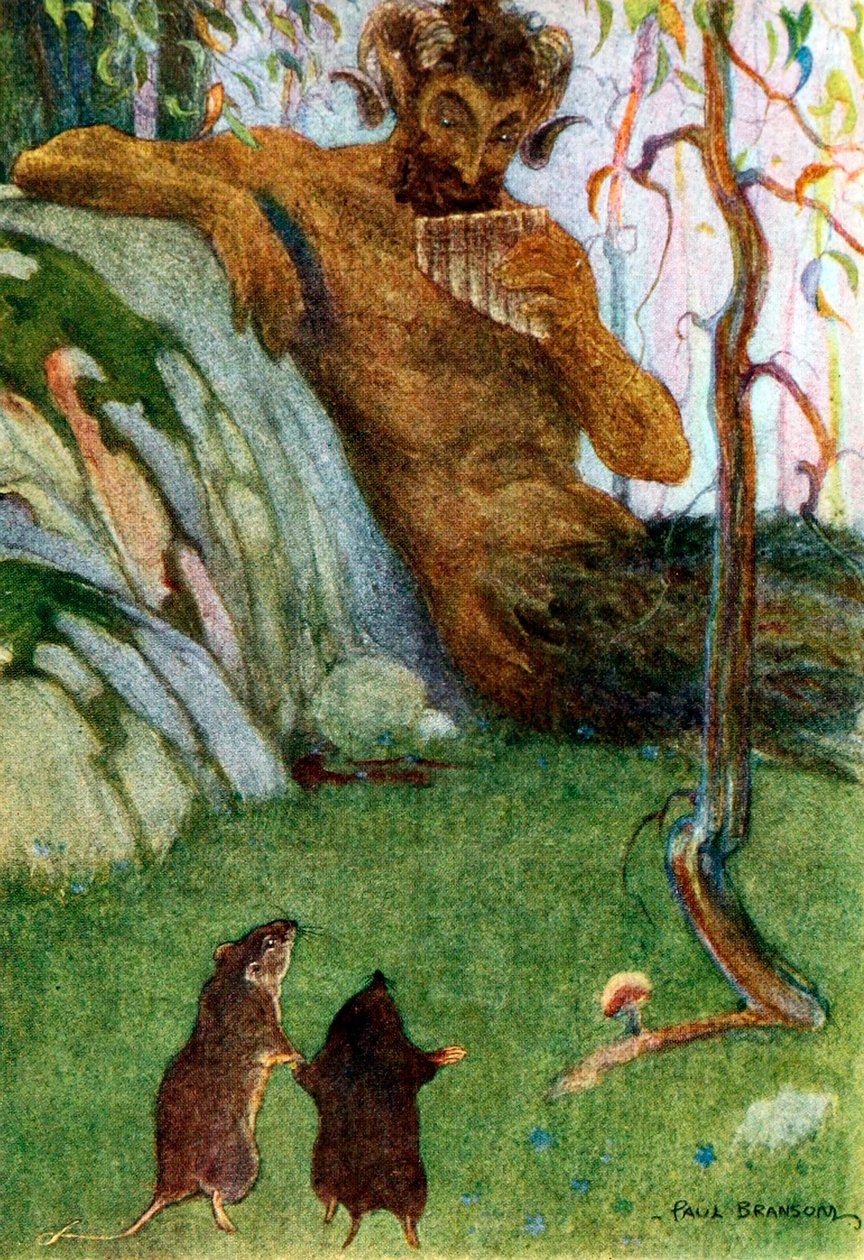 The Piper at the Gates of Dawn från Wind in the Willows, pub. 1913 färglitografi, 1913. av Paul Bramson.