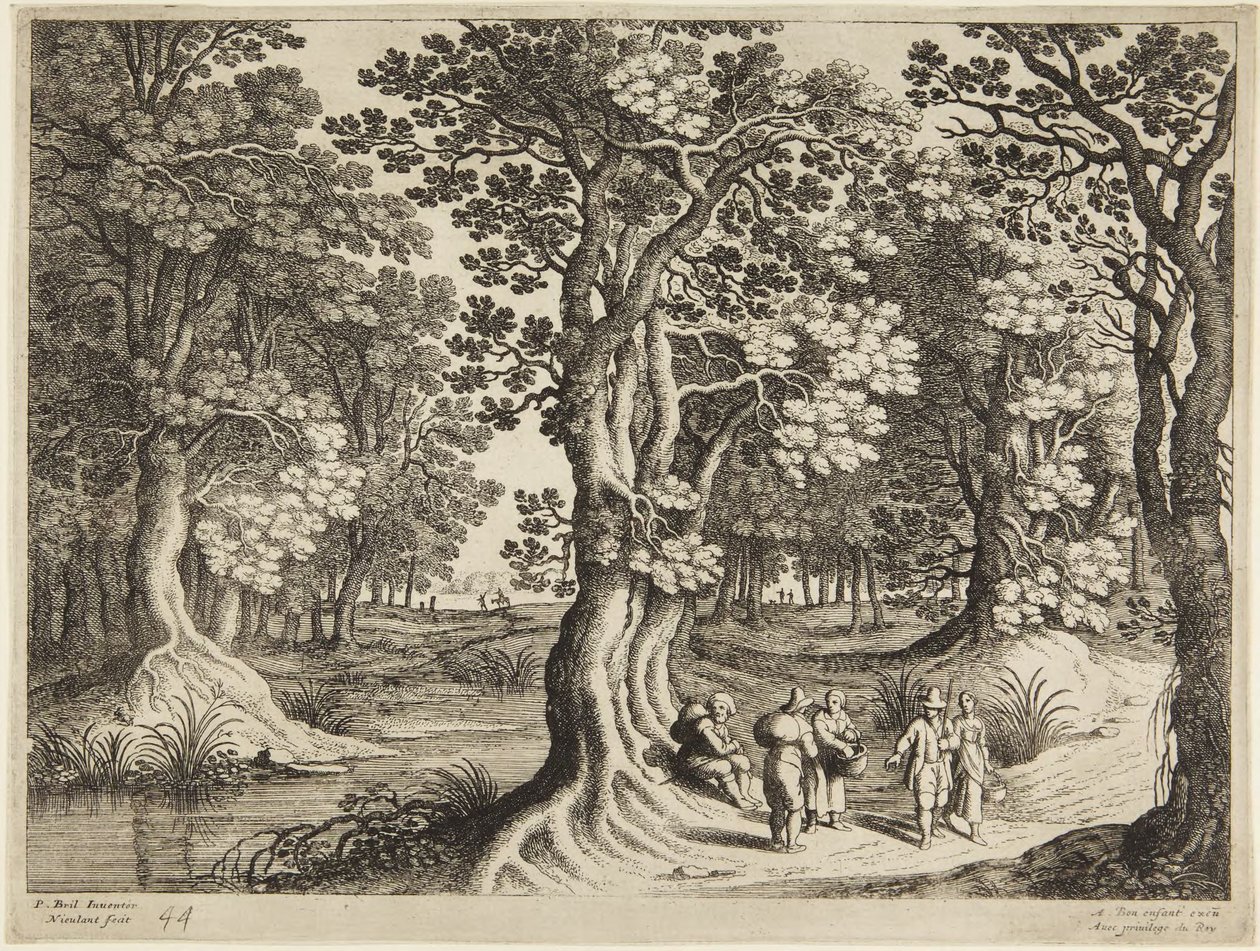 Skog med fem personer av Paul Bril